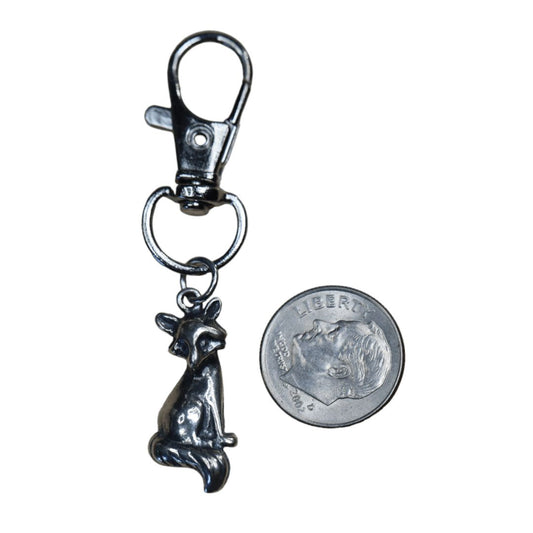 Custom Made for BBT&C Sitting Fox Zipper Pull Charm in Solid .925 Sterling Silver -