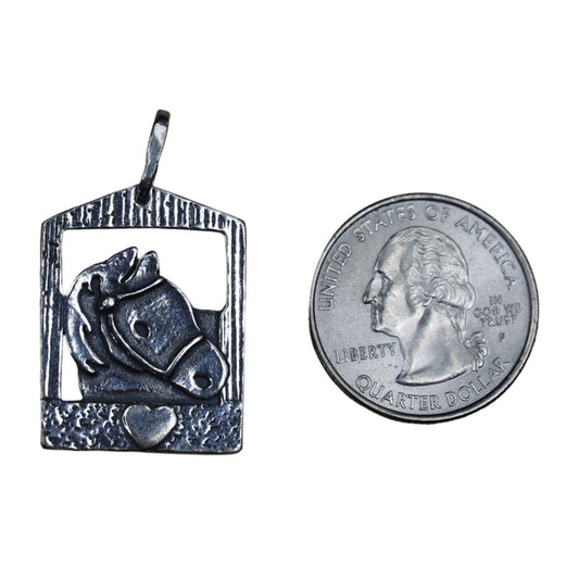 'Pony in the Barn' Pendant Charm in Solid .925 Sterling Silver