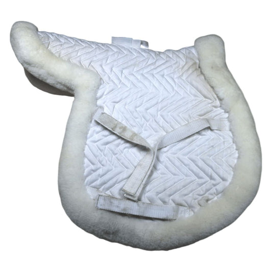 Fleeceworks Show Hunter Sheepskin Trim Pad with Perfect Balance Technology in White - Medium