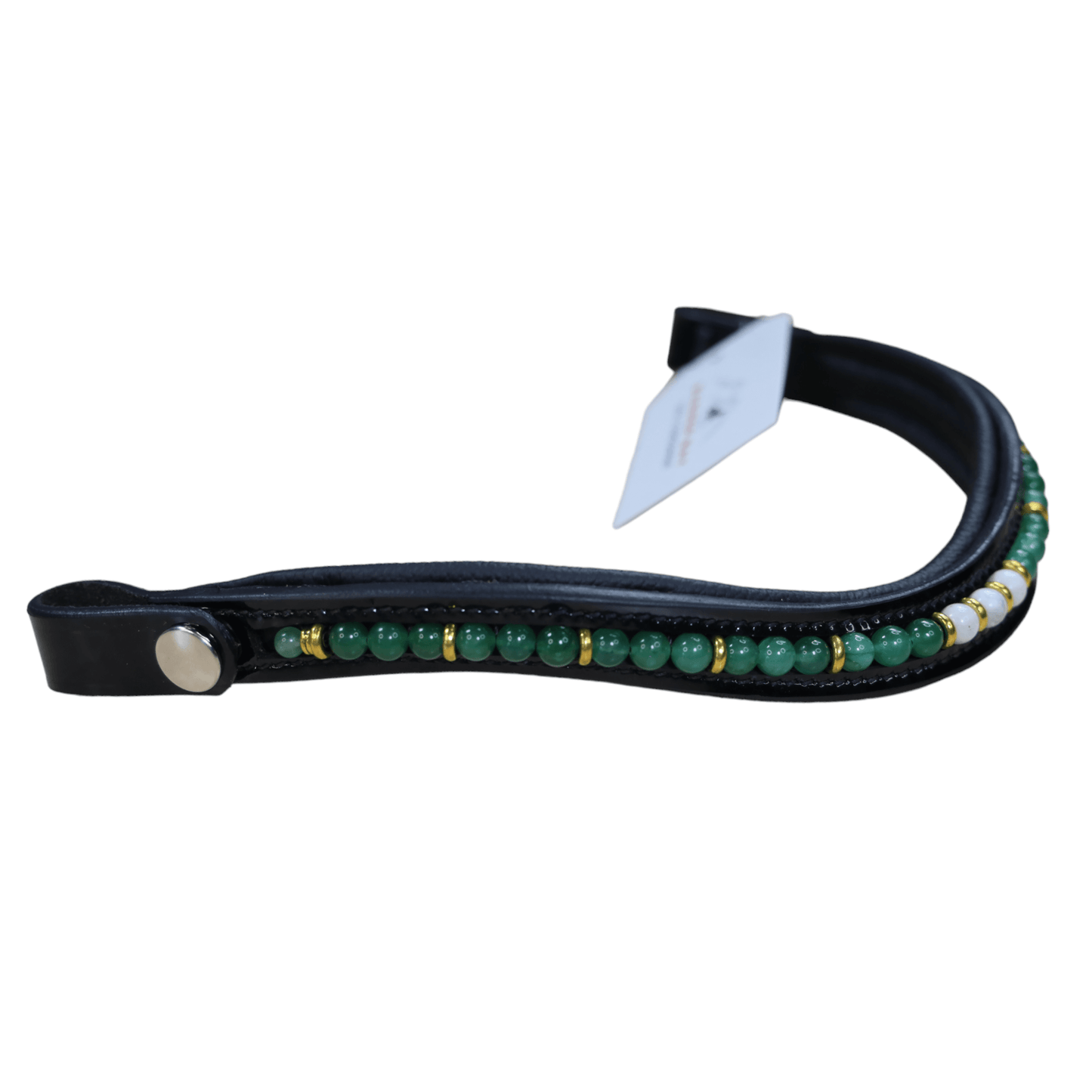Custom Jade & White Beaded Browband