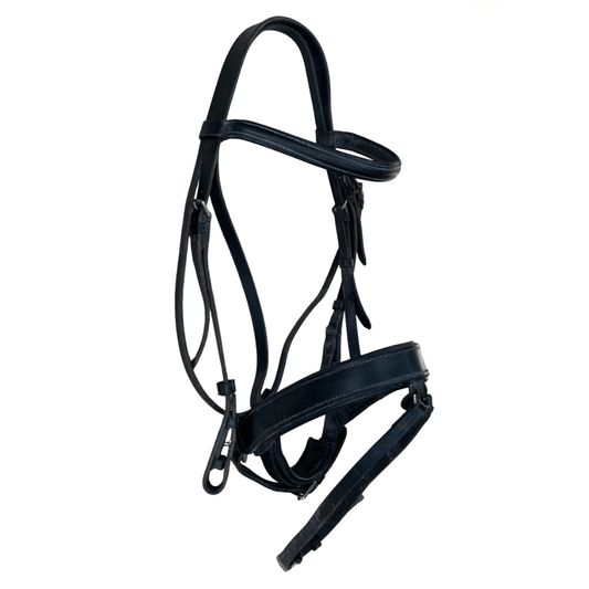 English-Made Bridle w/ Drop Noseband in Black - Full