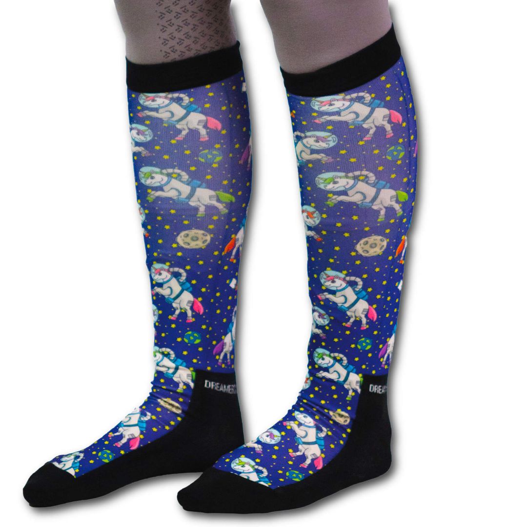 Dreamers & Schemers 'Unicorns in Space' Original Pair & a Spare Boot Socks - Adult