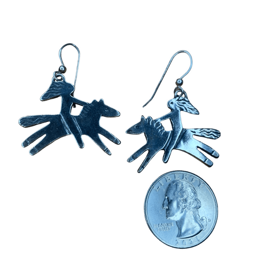 Custom Made for BBT&C Horse & Bareback Rider Earrings in Solid .925 Sterling Silver -