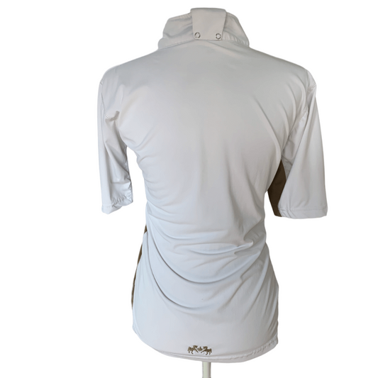 Equine Couture Sportif Technical Short Sleeve Shirt in White / Tan - XL