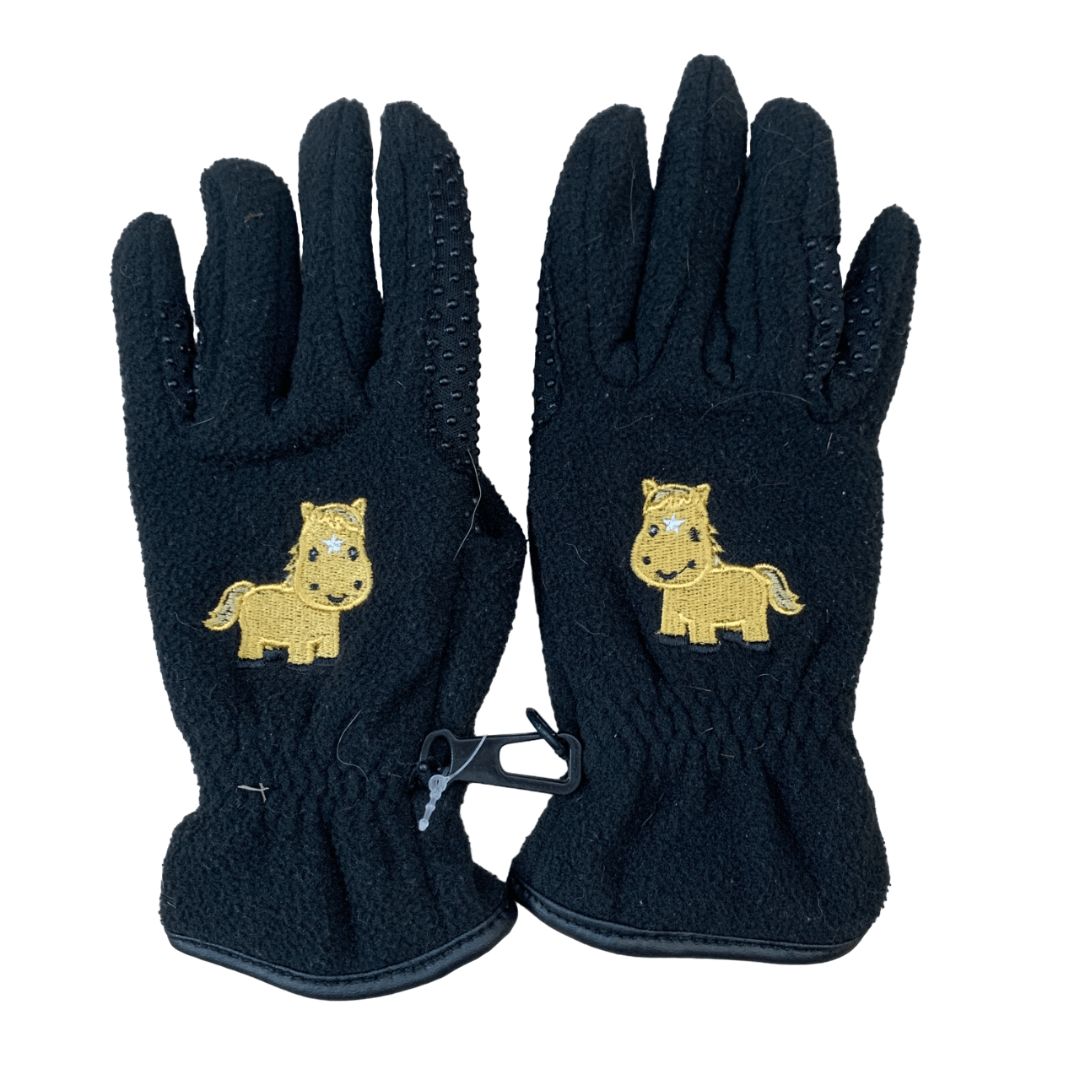 EquiStar Pony Fleece Riding Gloves in Black - Children's 5