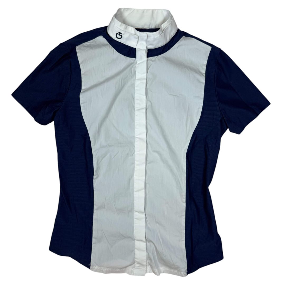 Cavalleria Toscana Ego7 S/S Show Shirt in White/Navy - Woman's Medium