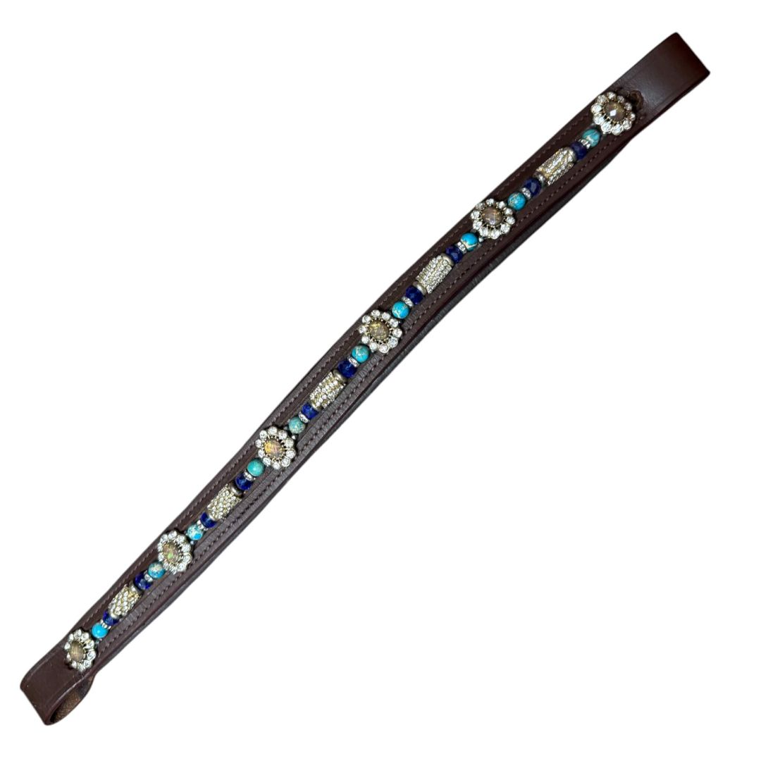 Custom Beaded Browband in Havana - OS (17.5")