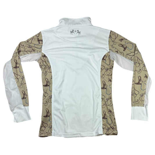 Equine Couture Long Sleeve Show Shirt in White - Woman's Medium