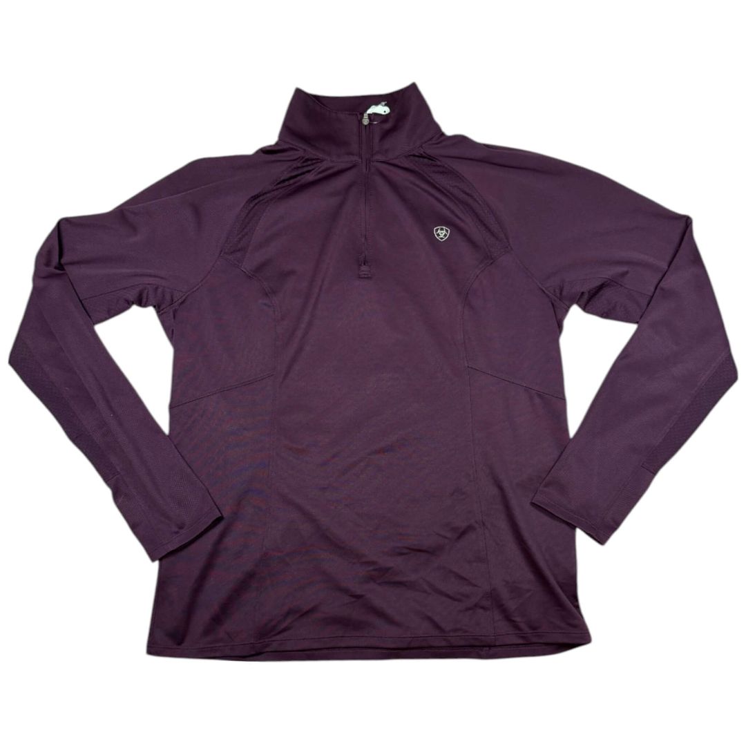 Ariat Sunstopper 2.0 1/4 Zip LS Baselayer in Purple - Woman's Large