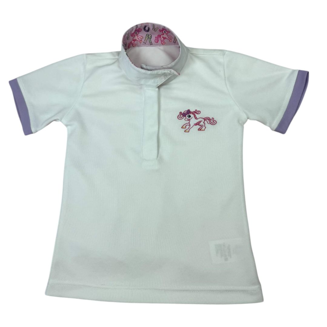 Belle & Bow Short Sleeve Show Shirt in White - Youth 4yrs