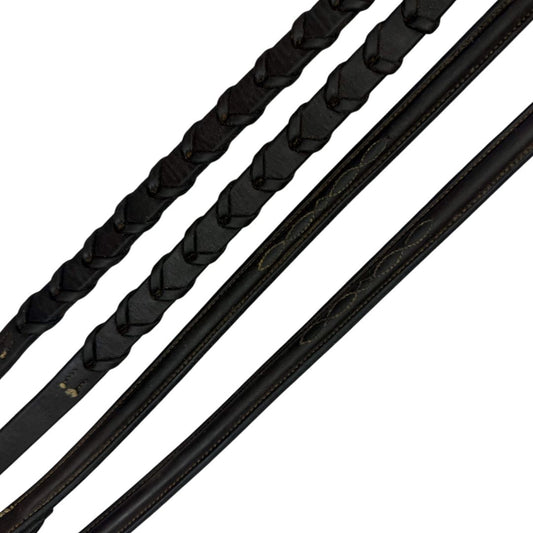 Edgewood Fancy Stitched Laced Reins in Havana - 55" (Horse)