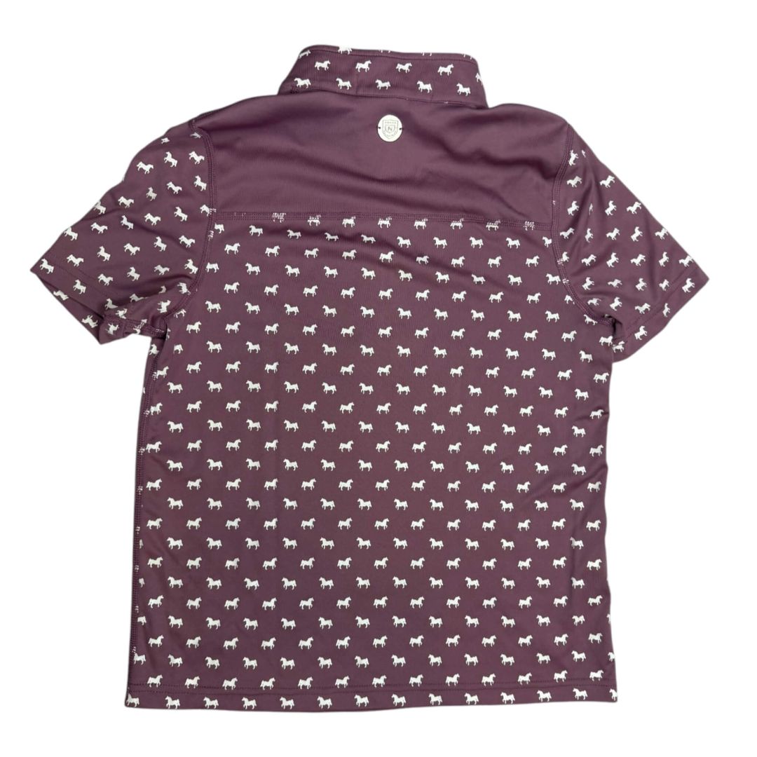 Asmar Equestrian Short Sleeve Riding Shirt in Plum - Girls' 10/12