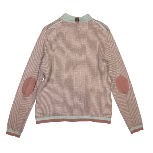 Asmar Equestrian Chevron Equestrian LS Sweater in Grey / Salmon - Youth 8/10