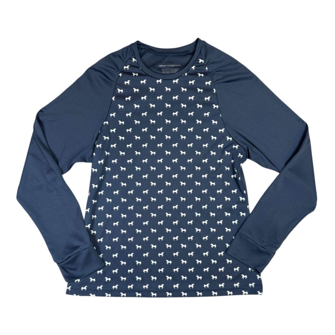 Asmar Equestrian Long Sleeve Sun Shirt in Navy - Youth 10/12