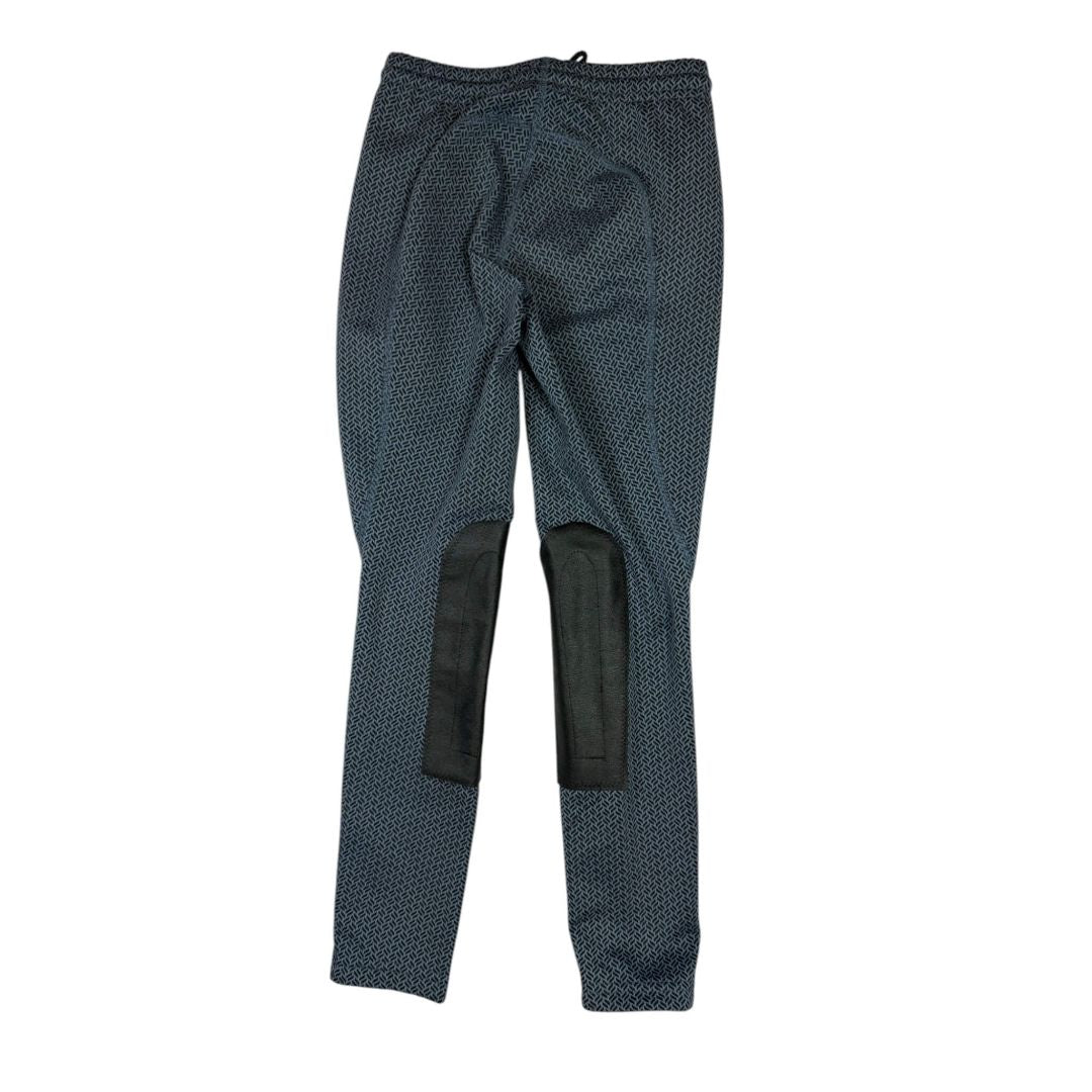 Kerrits 'Fleece Lite II' Knee Patch Tight in Blue/Black - Youth Medium