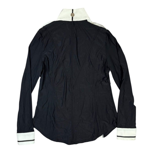 Asmar Equestrian 'Arwen' Mesh Show Shirt in Black / White - Woman's Large