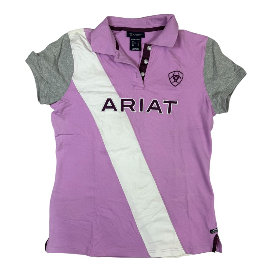 Ariat 'Taryn' Polo Shirt in Purple/White - Woman's Large