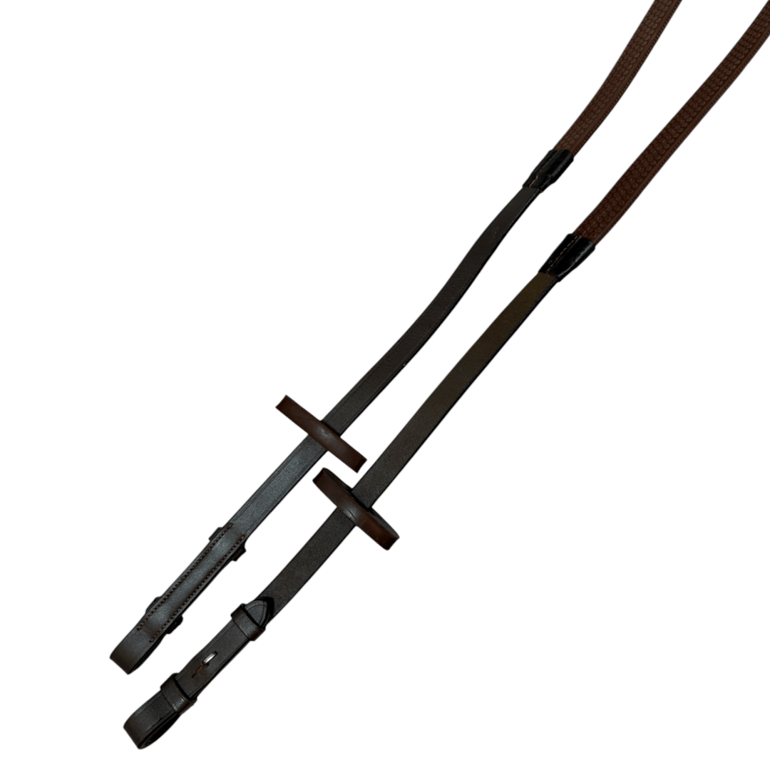 Rambo Micklem Rubber Reins in Brown - 49" (Pony)
