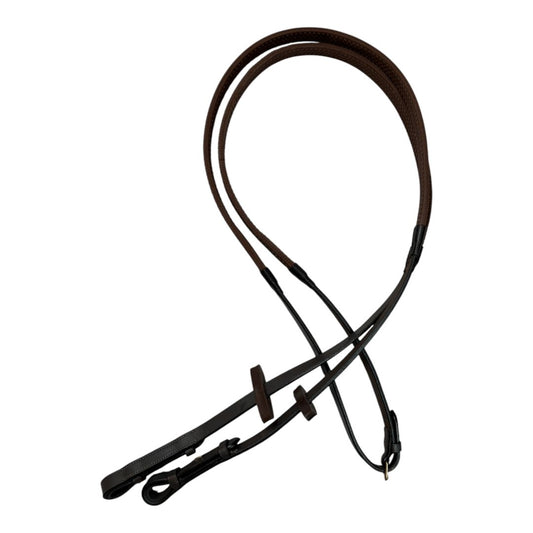 Rambo Micklem Rubber Reins in Brown - 49" (Pony)
