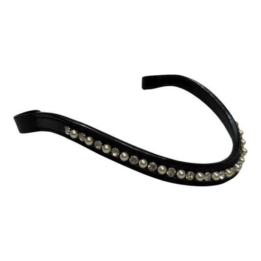 Custom Pearl & Rhinestone Browband in Black - Full (16")