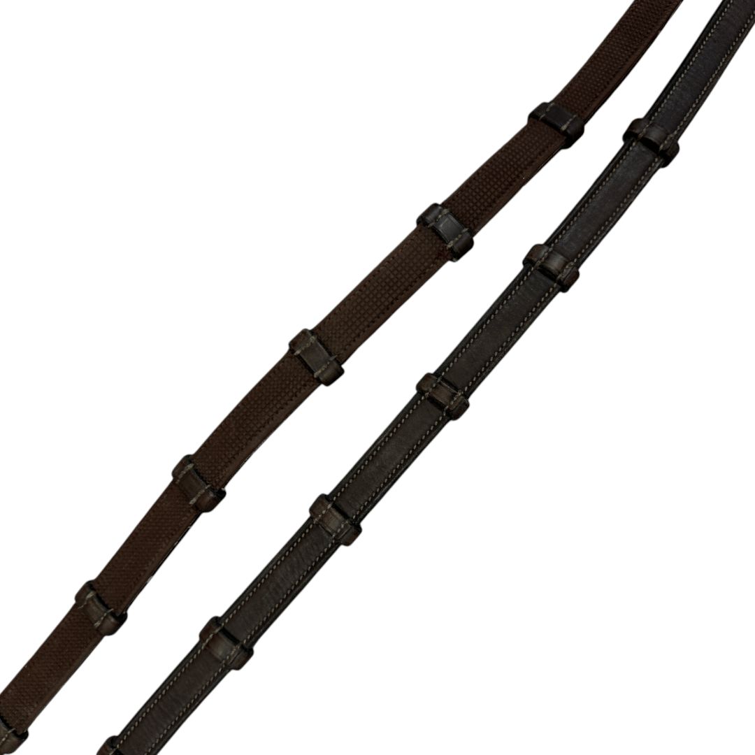 Equipe Tubular Rubber Grip Reins in Brown - Full (57")