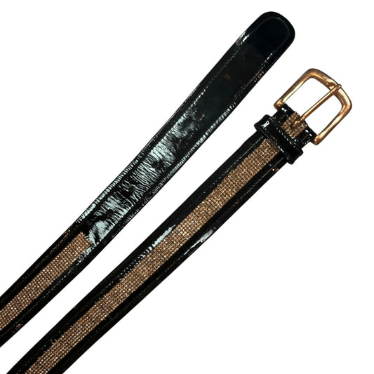 ELT 'Rose Rold Sparkle' Leather Belt in Black - 95cm (US 28")