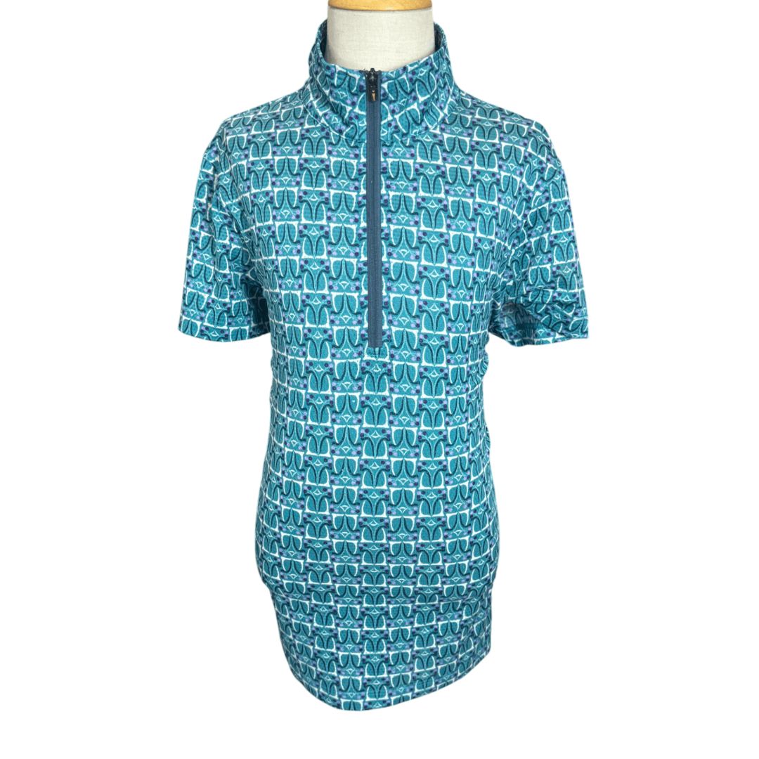 Kerrits Ice Fil SS Riding Shirt in Blue - Youth Large