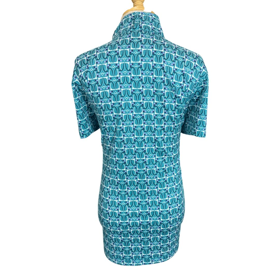 Kerrits Ice Fil SS Riding Shirt in Blue - Youth Large