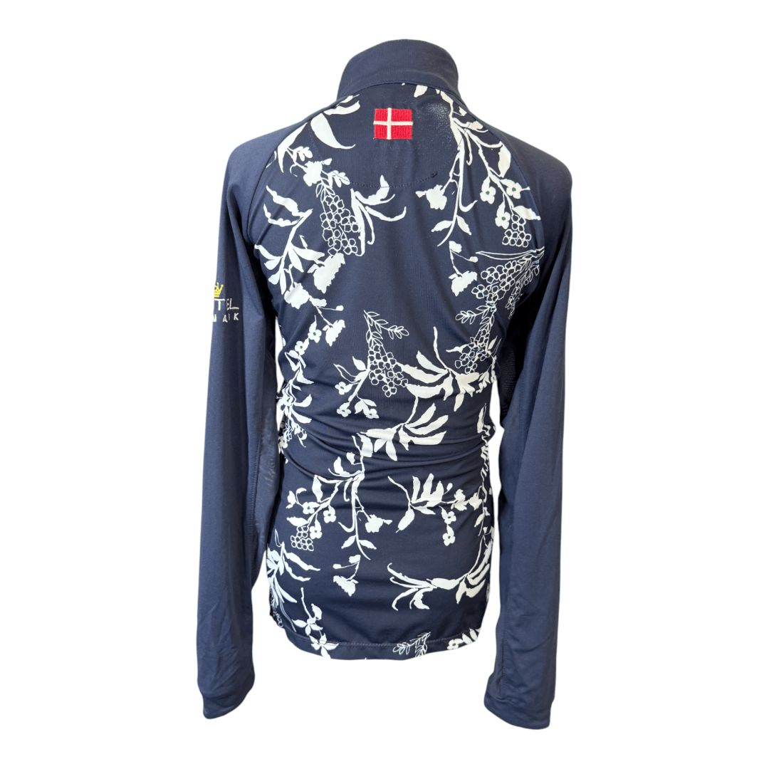 Kastel Denmark Floral LS Riding Shirt in Navy / Green - Youth Medium