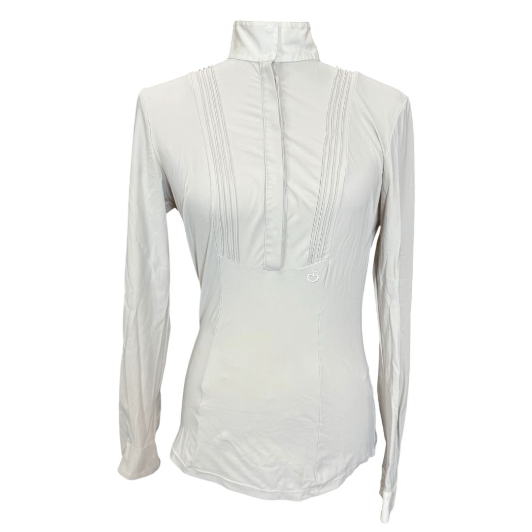 Cavalleria Toscana Pleated Bib L/S Show Shirt in Off-White / Oyster - Woman's Small