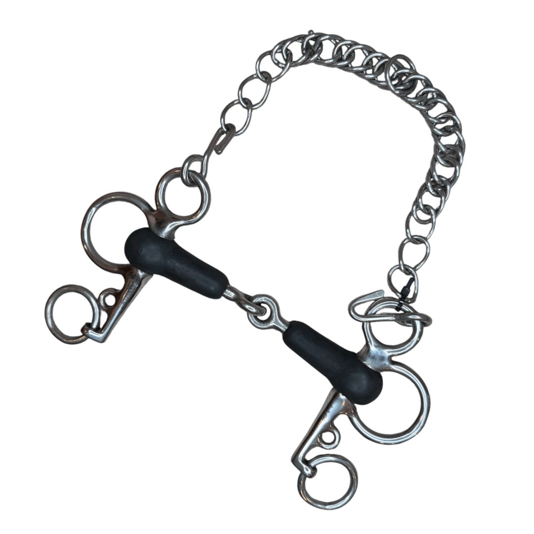 Centaur Single Joint Rubber Pelham in Stainless Steel - 4 1/2"