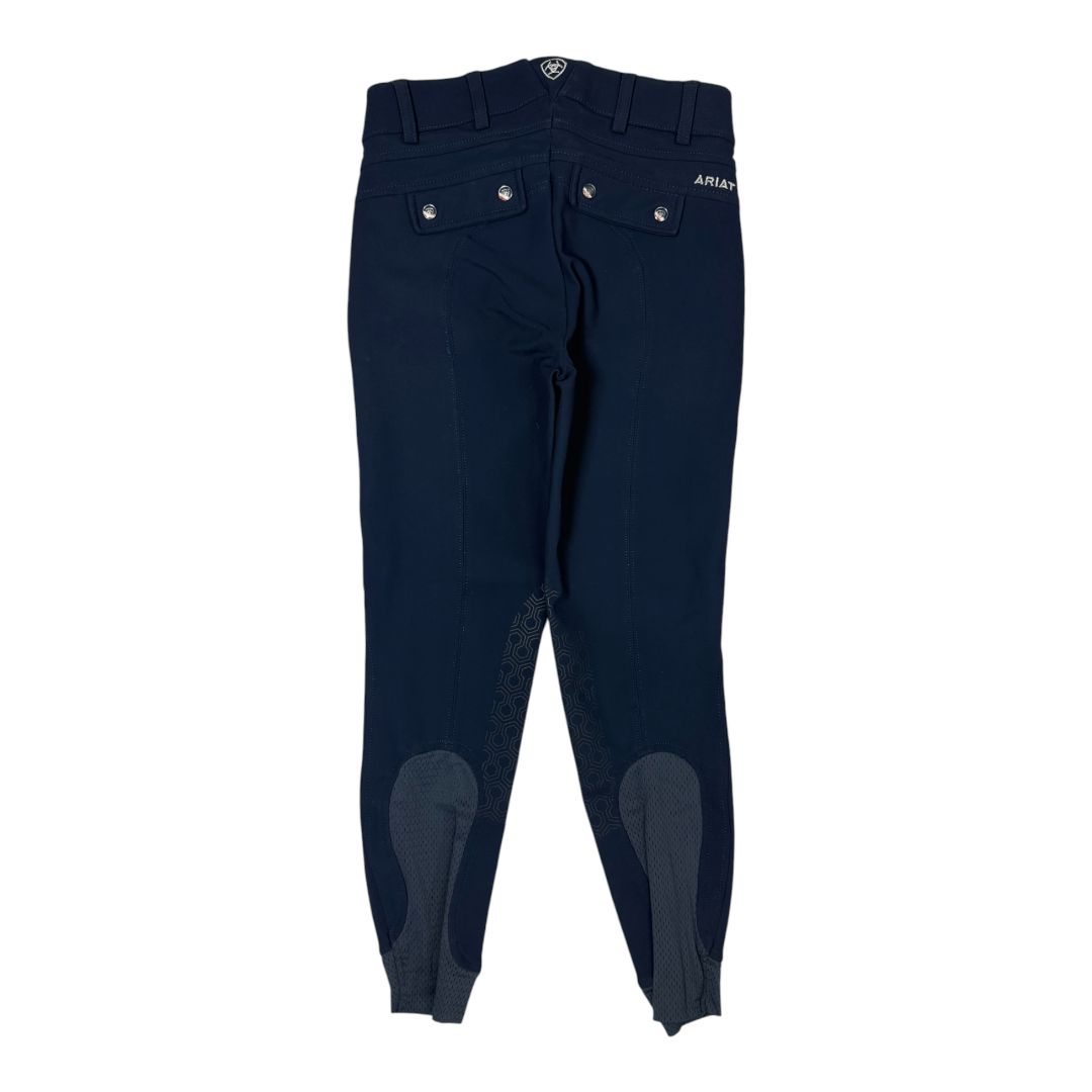 Ariat Tri Factor EQ Grip Knee Patch Breech in Navy - Youth 10R