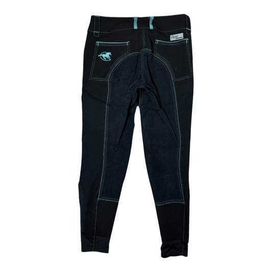 SmartPak Piper 'Evolution' Knee Patch Breech in Black / Teal - Woman's 28