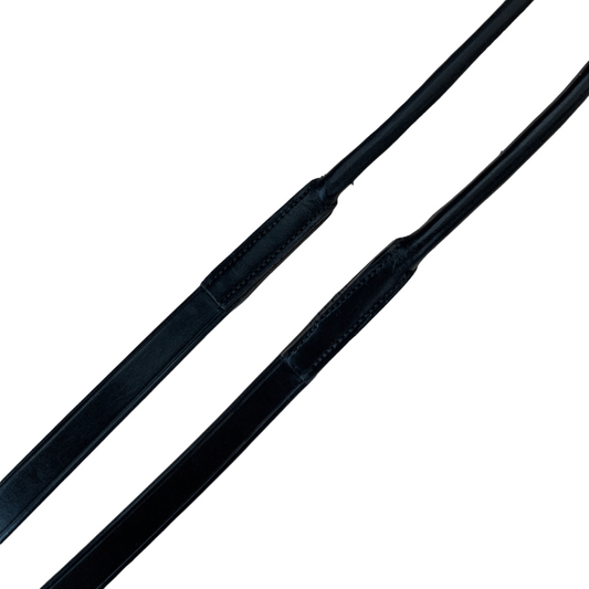 Rolled English Reins in Black - 54"