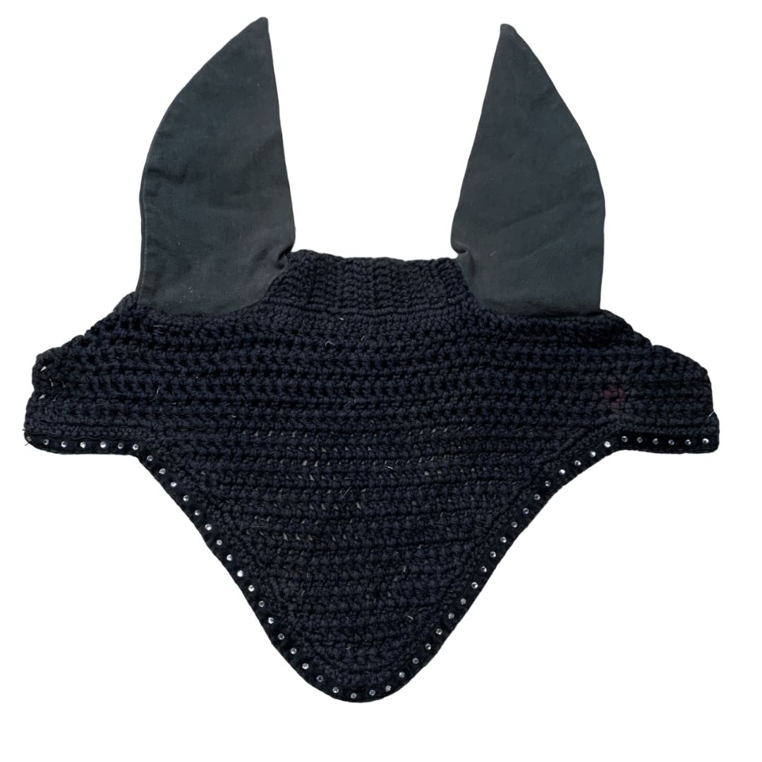 Kentucky Fly Veil with Glitter Trim in Black - Full