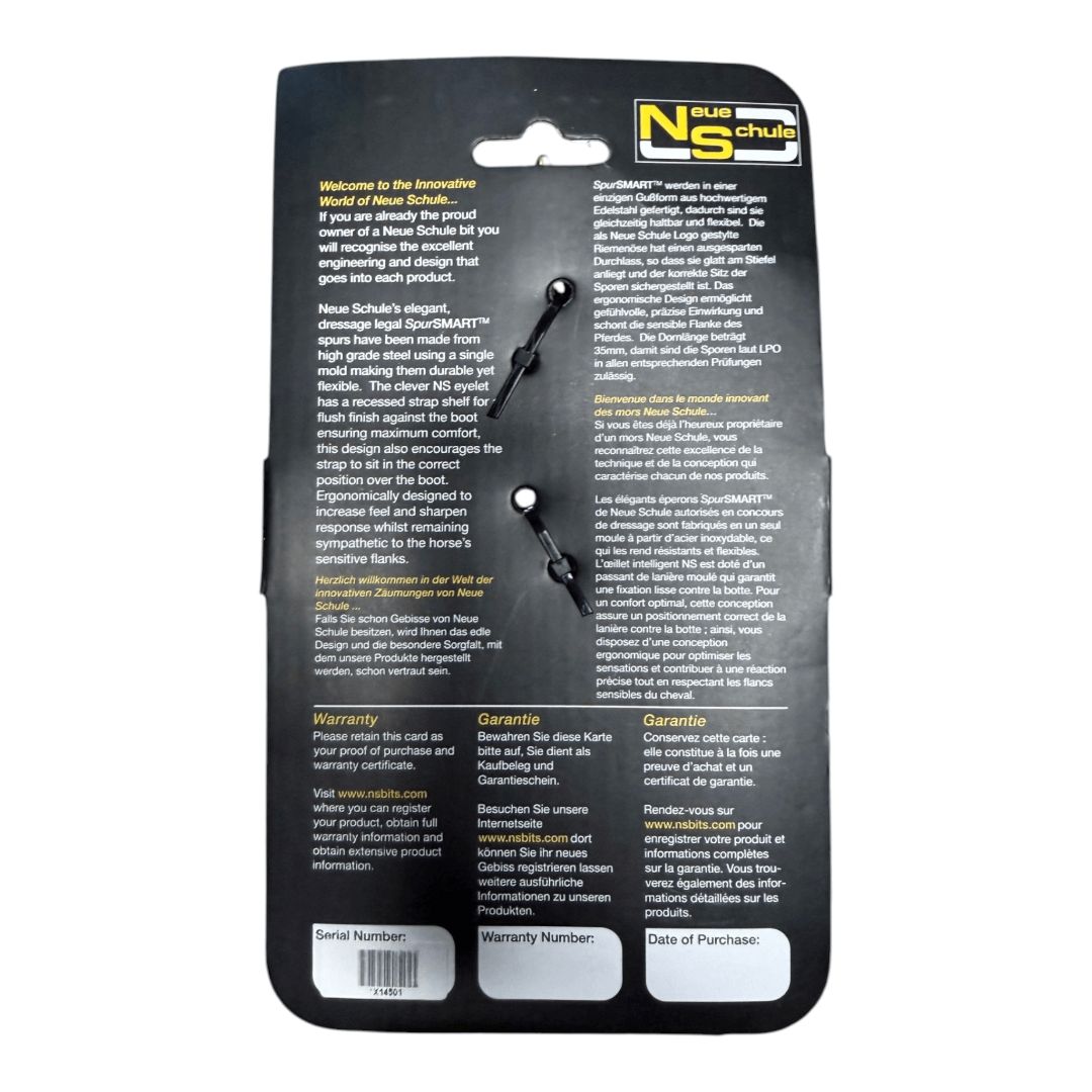 Neue Schule NS SpurSMART Rowel Spurs in Stainless Steel - Competition Fit / 3.5cm