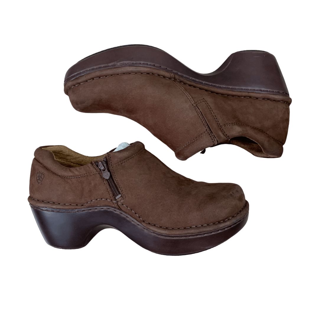 Ariat Malibu Comfort Clog in Chocolate Nubuck - Woman's 8
