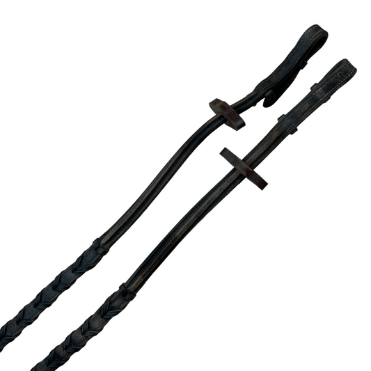 Raised Laced English Reins in Brown - 49"