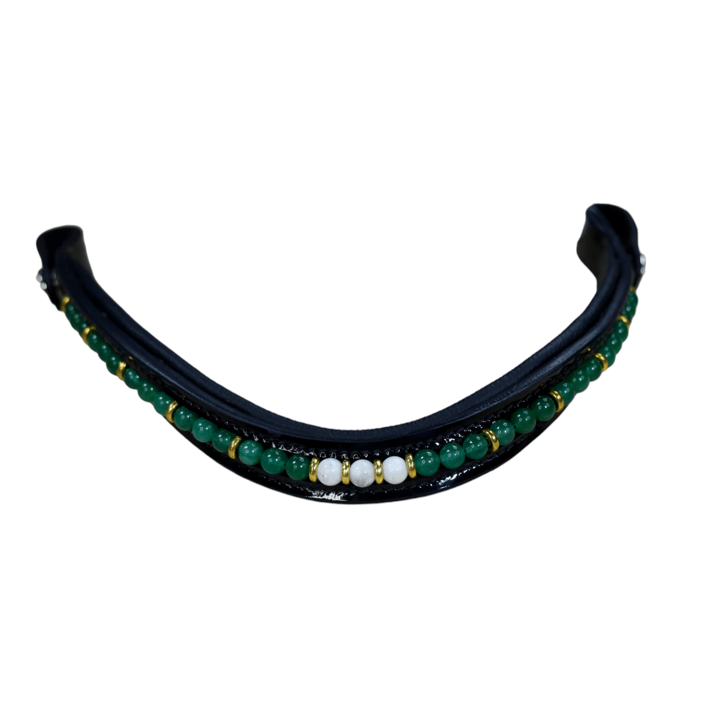 Custom Jade & White Beaded Browband