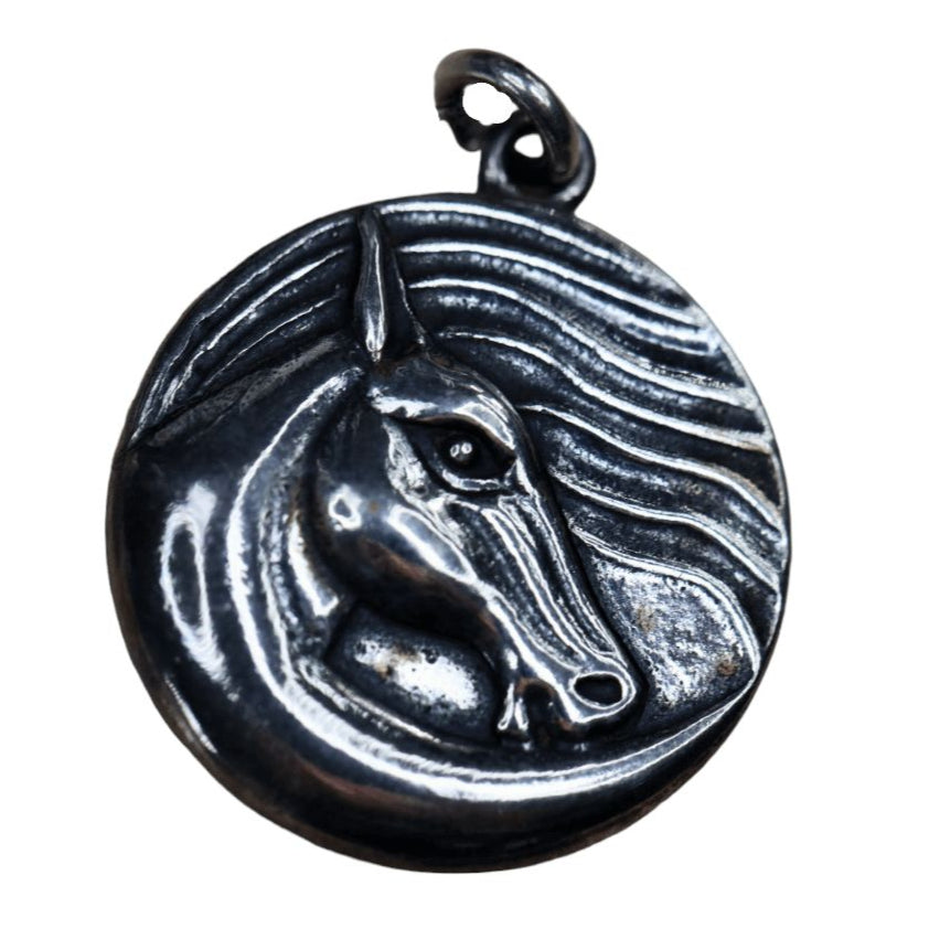 Wind Horse Pendant Charm in Solid .925 Sterling Silver -
