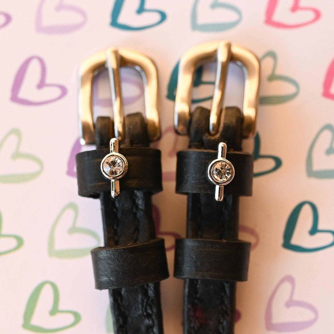 ManeJane Single Clear Stone Spur Strap in Black - 17"