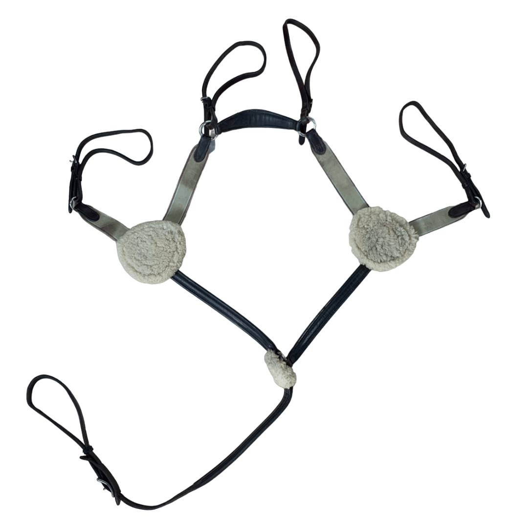 Leather 5-Point Breastplate with Fleece in Brown - Full
