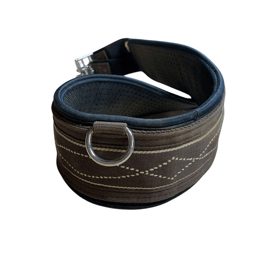 Oaklyn 'Terra' Girth with White Fancy Stitch & Non-Slip Liner in Brown - 50"