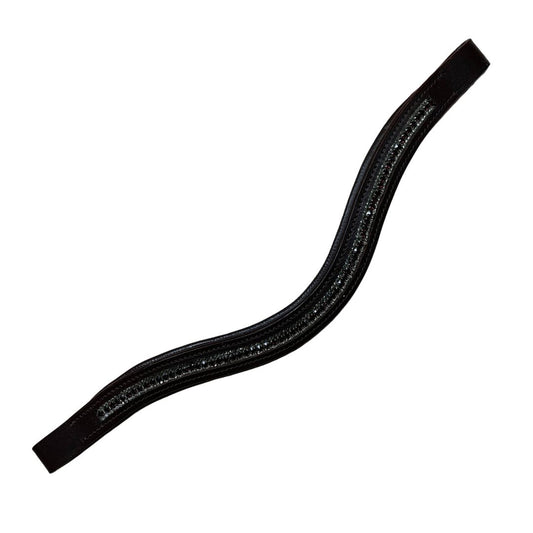Custom Made Padded Curved Browband with Rhinestones in Havana - Full