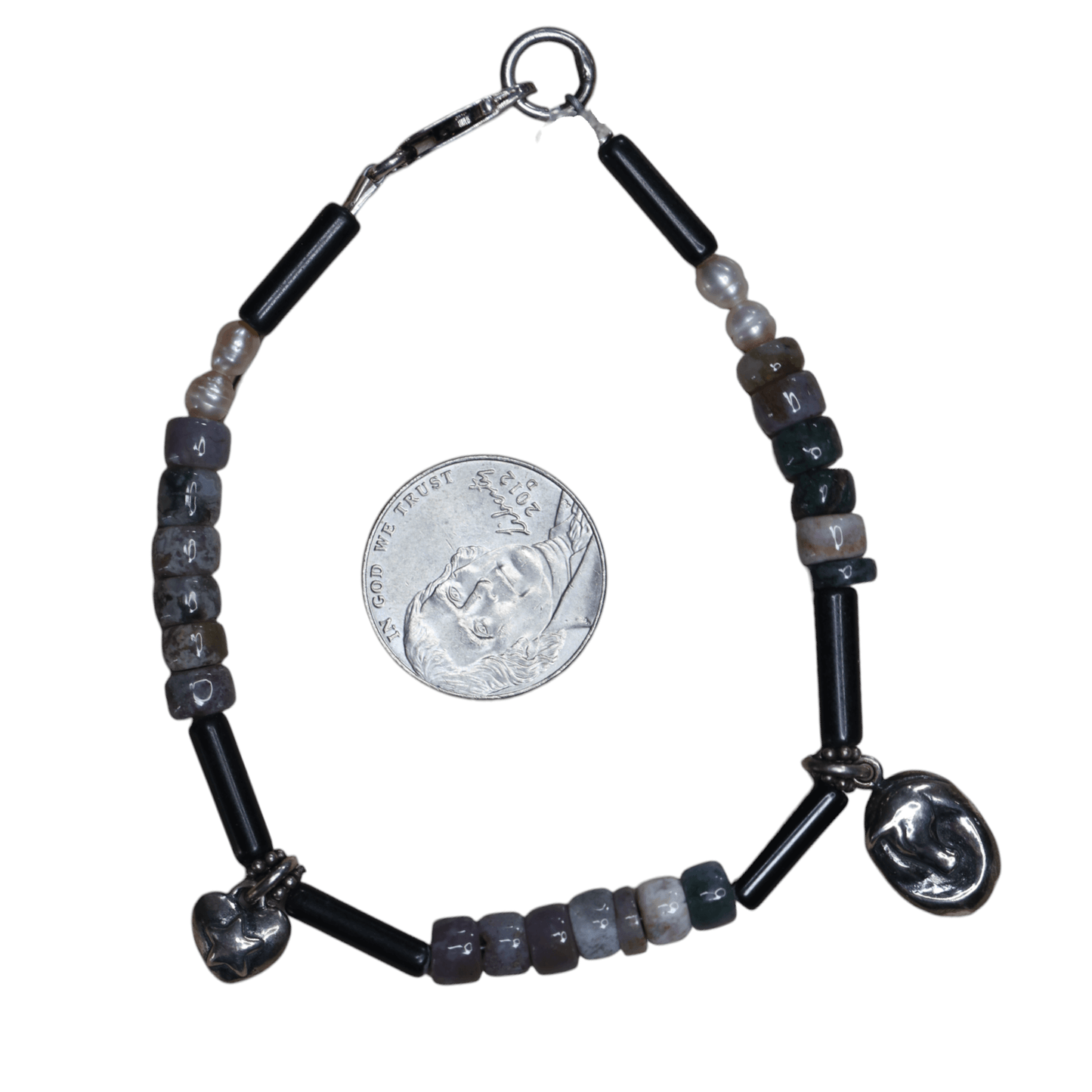 Natural Stone Beaded Charm Bracelet