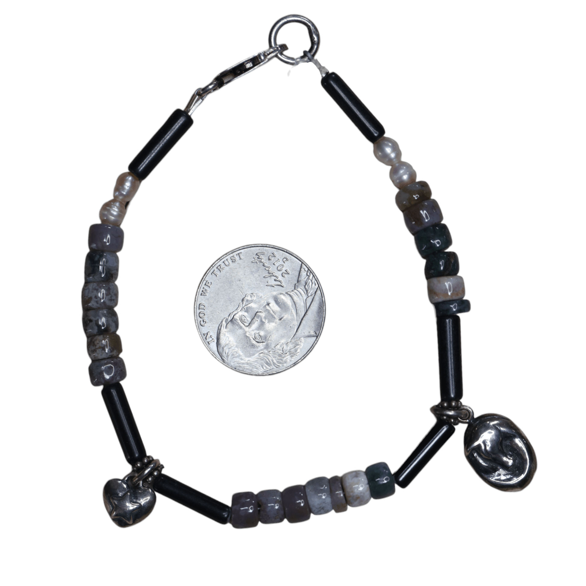 Natural Stone Beaded Charm Bracelet
