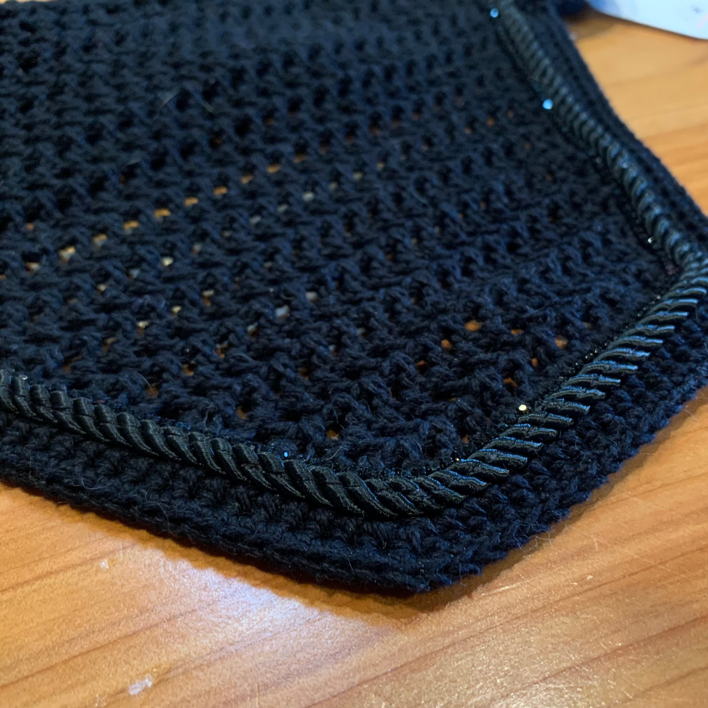 Made-to-Order Fly Bonnet In Black with Cording and Rhinestone Trim - Any Size