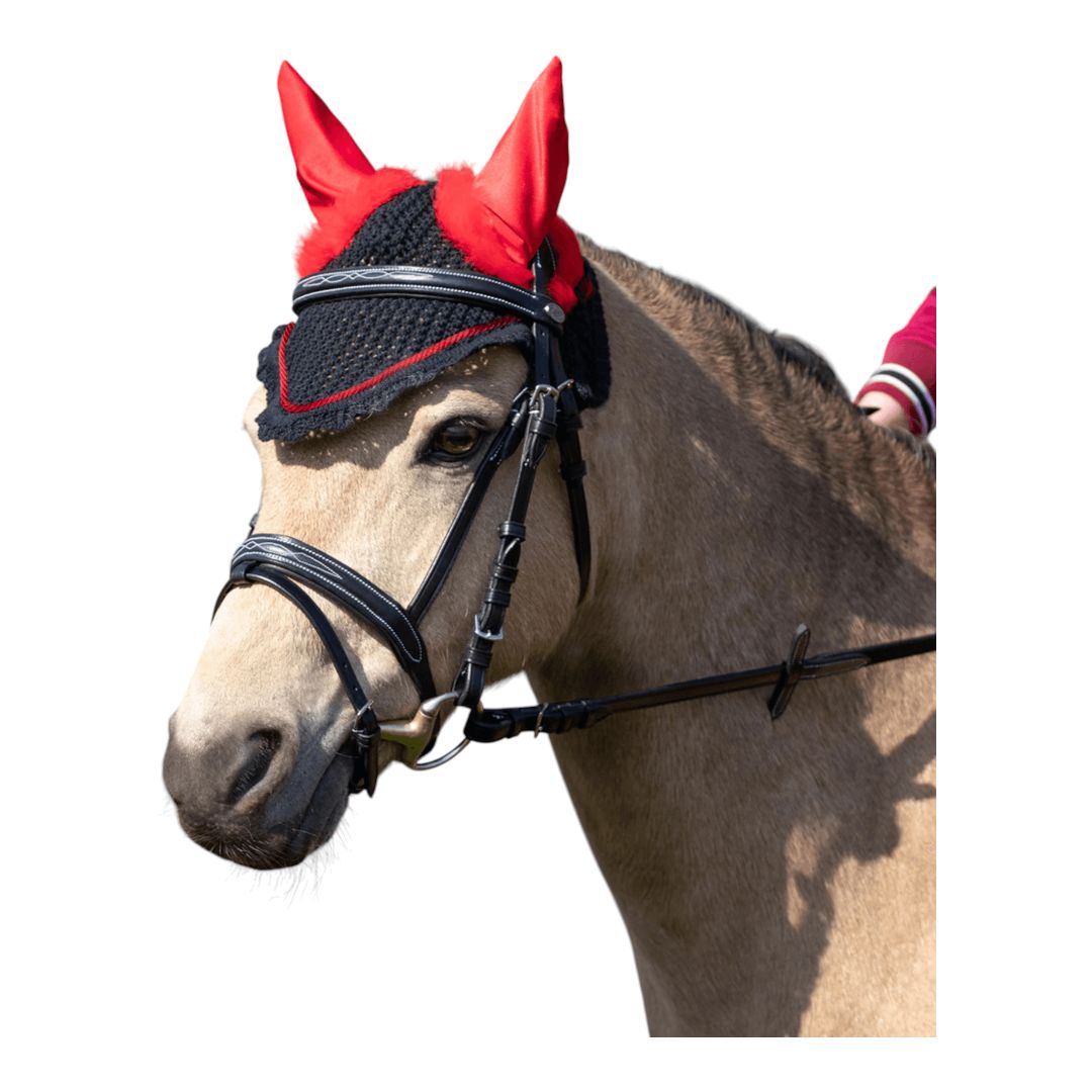 QHP Halloween Devil Fly Bonnet in Red - Pony