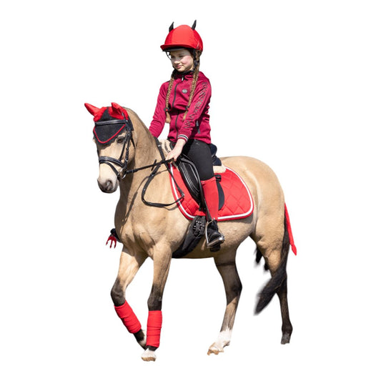 QHP Halloween Devil Fly Bonnet in Red - Pony