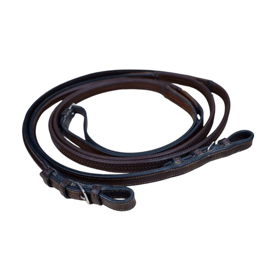 Bobby's English Tack Raised Rubber Reins in Havana - 66"